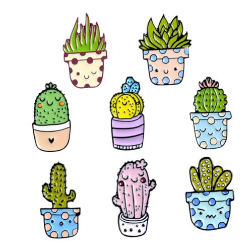Garneck 8 Stück Teiliges Niedliche Kaktus broschen aus Langlebiger Legierung mit Tropföl design Modische Anstecknadeln für Kleidung Taschen Hüte und Schals Geschenk für Alltag und Party von Garneck