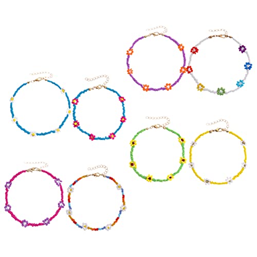 Garneck 8 Stück Teiliges Set Bunte Perlen Fußkettchen und Armbänder für Frauen Handgefertigte Schmuckstücke für Strandpartys Verstellbare und Langlebige Designs für Besondere Anlässe von Garneck