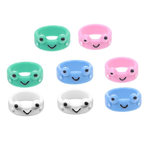Garneck 8 Stück Teiliges Set Kreative Frosch Ringe für Damen Einzigartige Stilvolle Kunststoff Ringe Modischer Finger Schmuck für Mädchen und Frauen und Hautfreundlich von Garneck
