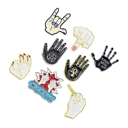Garneck 8 Stücke Anstecker Handbrosche für Kinder Erwachsene Retro Punk Stil Kreative Palmenbrosche Kleidung Pins Lustige Broschen für Taschen und Hüte von Garneck