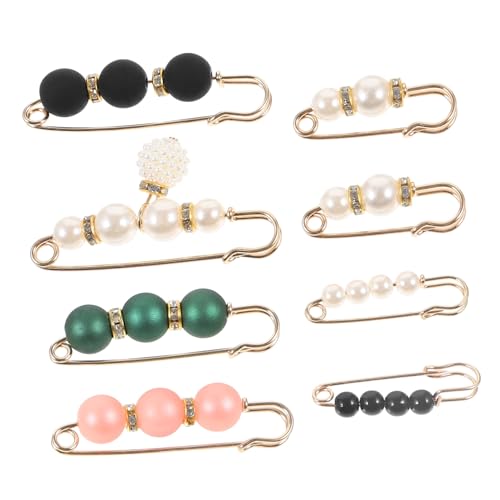 Garneck 8 Stück Teiliges Taillenbroschen mit Künstlichen Perlen Hüft und Kleidersicherungsnadeln Verstellbare Bundclips zum Anpassen für Damen Vielseitige Schmuck Anstecker von Garneck