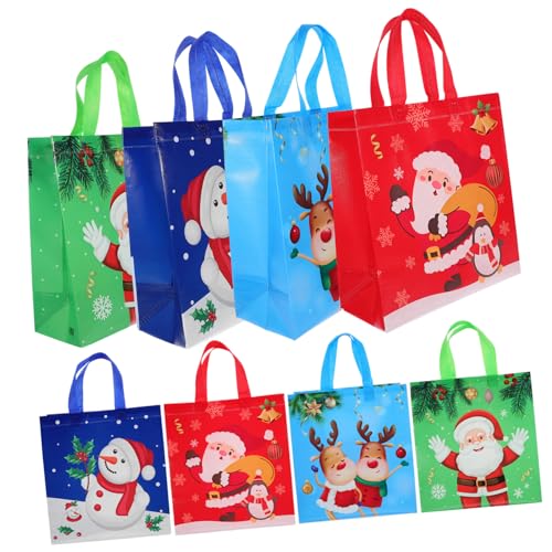 Garneck 8 Stück Teiliges Weihnachts Geschenktaschen aus Vliesstoff Große Wiederverwendbare Einkaufstaschen mit Hoher Kapazität Leicht zu Reinigen für Xmas Partygeschenke und Alltag von Garneck