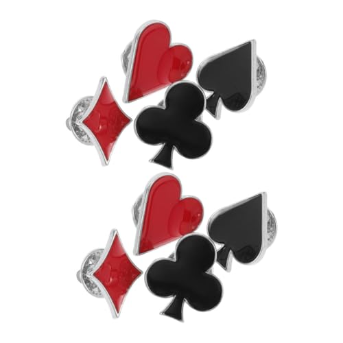 Garneck 8stücke Pik-spielkarten-anstecknadel Für Anzug Kleid Hut Tasche Brosche Für Männer Und Frauen Metall-knöpfe Für Kartenliebhaber-outfits Und Spieleabende von Garneck
