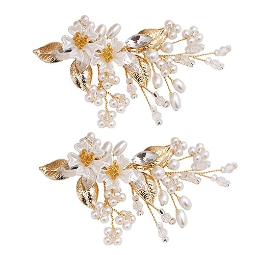 Garneck Abnehmbare Brautschuh Buckles mit Perlen und Kristallverzierung Dekorative Schuhornamente für Flache Schuhe High Heels Hochzeit und Party Langlebig und Glänzend von Garneck