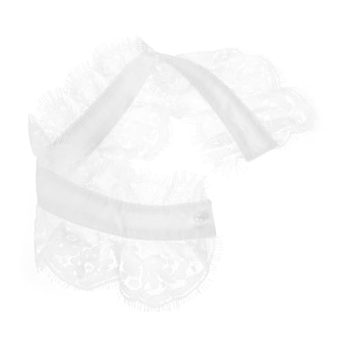 Garneck Abnehmbare Spitzen Fake Collar Damen Vielseitiger Blusenkragen mit Elegant Gestalteter Krageneinsatz und Modischer Schulterschal für Pullover und Blusen Weiß von Garneck