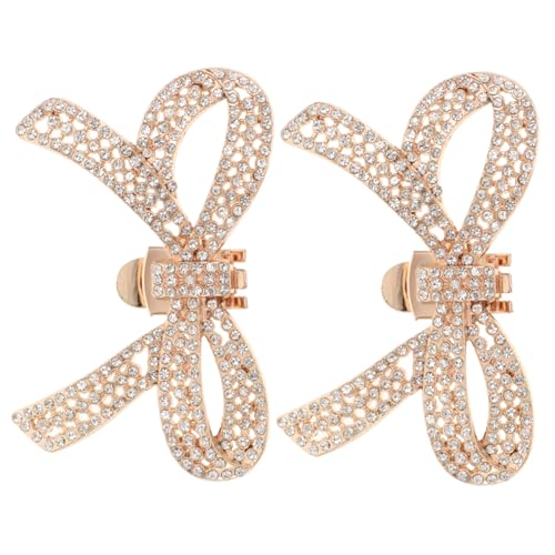Garneck Abnehmbare Strass Schuhclips mit Schleifen Design Schuhschnallen für Pumps und High Heels Vielseitige Schuhdekoration Einfache Anbringung Goldfarbene Brautschmuck Accessoires von Garneck