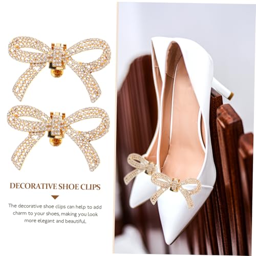 Garneck Abnehmbare Strass Schuhclips mit Schleifen design Metall Schuhschmuck für Damen Hochzeit Dekorative Schuhanhänger Passend für High Heels und Sandalen von Garneck