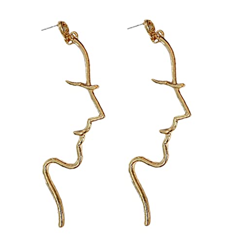 Garneck Abstrakte Damen Ohrhänger Geometrisch Leicht Elegant Kreatives Design Seitliches Gesicht Ohrschmuck Modisch Für Alltag und Festlichkeiten von Garneck