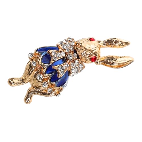 Garneck Antike Osterbrosche Kaninchen mit Bunten Strasssteinen Vielseitige Schal und Anstecknadel für Damen Vintage Metallbrosche für Frühling Festliche Kleidungssicherung von Garneck