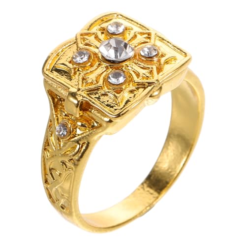 Garneck Vintage Ehering Damen mit Geheimfach Eleganter Klappverschluss Mikro Strasssteine Verstellbar für Verschiedene Anlässe von Garneck