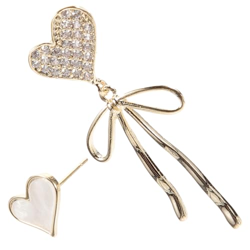 Garneck Asymmetrische Damen Ohrhänger Herz Bowknot Design Modisch Leicht Kupfer Material für Alltag und Party Schmuck Trends von Garneck