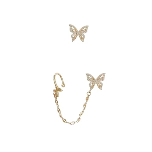 Garneck Asymmetrische Ohrclips Damen Silber Schmetterling Ohrklemme mit Strassbesatz Ohrstecker für Alltag und Party Garneck Asymmetrische Ohrclips Damen Silber Schmetterling Ohrklemme mit Strassbesatz Ohrstecker für Alltag und Party von Garneck
