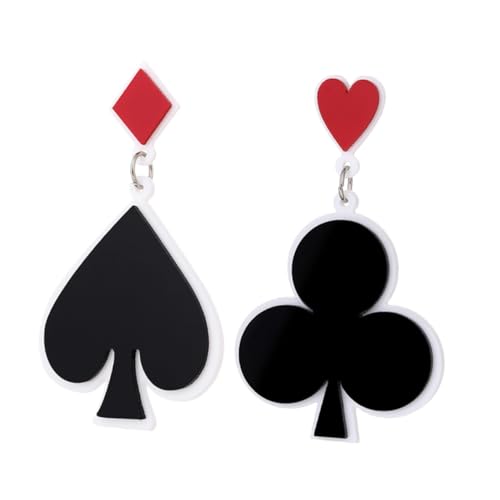 Garneck Asymmetrische Poker kartenohrhänger aus Acryl Leicht und Langlebig Modische Damenohrringe für Sommer Stilvolle Glücksspiel geschenke Trendiger Schmuck für Frauen von Garneck