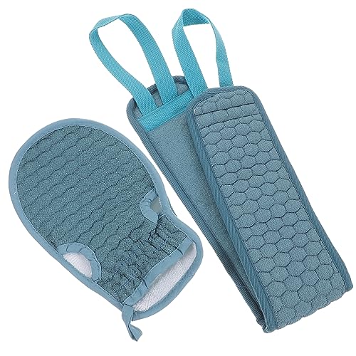 Garneck 2stücke Badetuch Rückenreibetuch Schrubber Rückenpeeling Mit Langen Streifen Duschtuch Badehandschuh Für Dusche Spa Anwendung Blau von Garneck