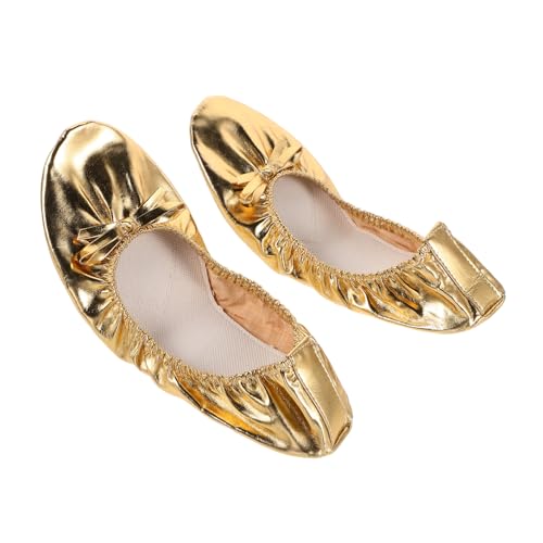 Garneck Ballettschuhe Damen Gold Soft Sole Tanzschuhe mit Hoher Elastizität Leicht und Tragbar für Bauchtanz Yoga und Ballett Bühnenauftritte von Garneck