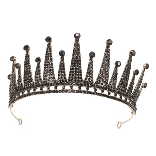 Garneck Barock Tiara Krone mit Schwarzen Strasssteinen Langlebige Legierung Braut Kopfstück für Hochzeit Abschlussball Festzug Party Stilvoller Haarschmuck für Königin und Besondere von Garneck
