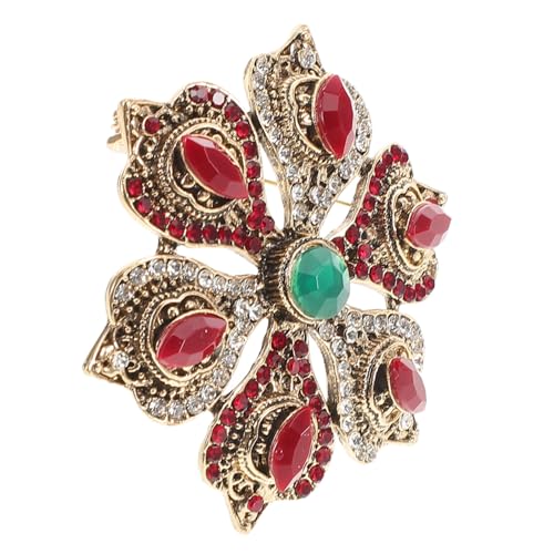 Garneck Barockstil Brosche Damen Vintage Strass Anstecknadel mit Sechser Lotus Hohl Design Elegantes Schmuckaccessoire für Festliche Kleider Weihnachten Geschenkideen von Garneck