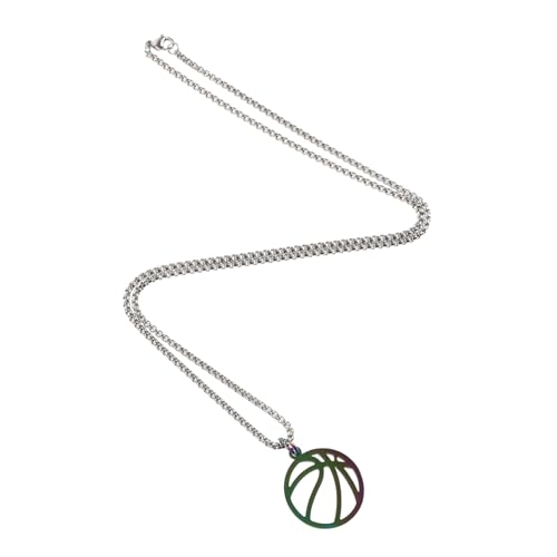 Garneck Basketball Halskette Hohl Anhänger Farbverlauf Sport Schmuck Unisex für Männer Frauen von Garneck