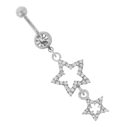 Garneck Baumelnder Bauchnabelring Mit Stern Und Strasssteinen Nabelpiercing Aus Dangle Nabelring Für Frauen Bauchnabelpiercing-schmuck Funkelnder Anhänger von Garneck