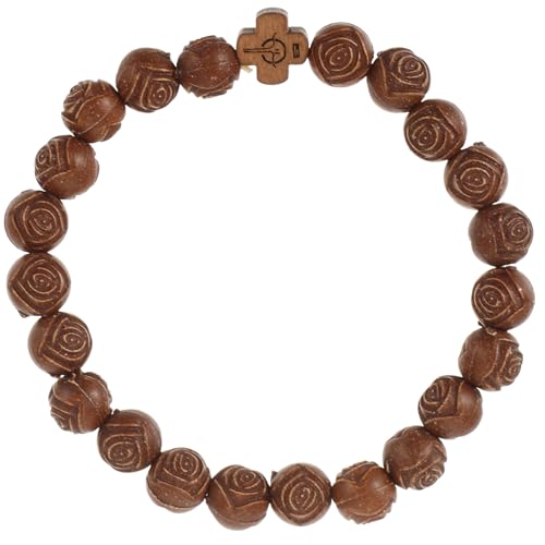 Garneck Bead Armband Rosenkranz Stil Kreuz Perlenarmband für Damen Herren Leichtes Komfortables Schmuckstück in Kaffee Modisches Gebetsarmband mit Glatter Oberfläche und Feiner von Garneck