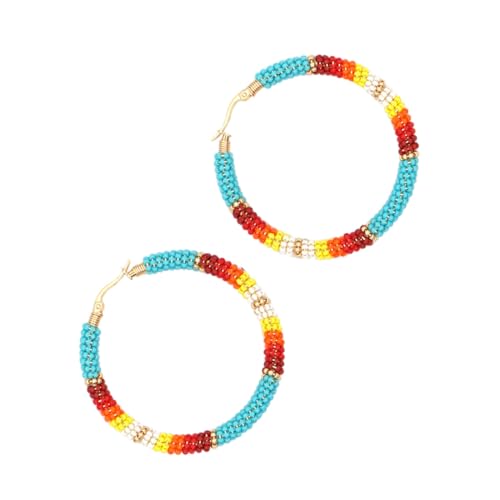 Garneck Bead Loop Boho Ohrringe Große Runde Ethno Statement Creolen Leichtes Legierungsglas Damen Schmuck von Garneck