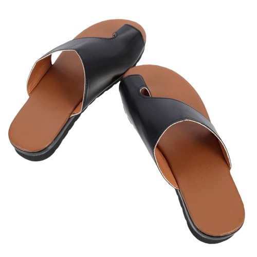 Garneck Bequeme Bunion Sandalen Damen Sommer Leichtgewichtige Strand Schuhe Modisch Dicke Ferse Atmungsaktive Sandaletten für Weite Füße Schwarz Größe von Garneck