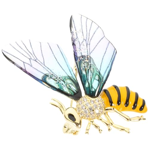 Garneck Bienenbrosche Transparent Flügel Gold Damen Anstecknadel Schmuck Accessoire für Strickjacke Kleidung Festliche Anlässe Geschenkidee von Garneck