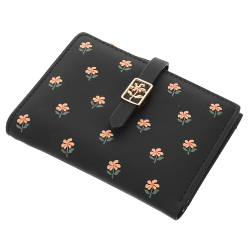 Garneck Bifold Portemonnaie mit Niedlichem Blumenmuster Tragbar für Shopping und Reisen Kompakte und Platzsparende Geldbörse Schwarz von Garneck