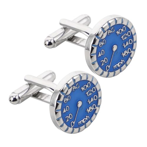 Garneck Manschettenknöpfe Mit Tachometer Für Herren Aus Metall Gefertigt Für Hemdärmelnadeln Mit Automobilthema Und Blauen Elementen Für Formelle Anlässe Und Freizeitoutfits von Garneck
