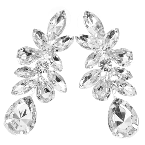 Garneck Bling Ohrringe mit Strass Silberfarbene Damen Ohrringe für Party und Hochzeit Ohrhänger mit Funkelndem Tropfen Design für Geburtstag Polterabend und Abendveranstaltungen von Garneck