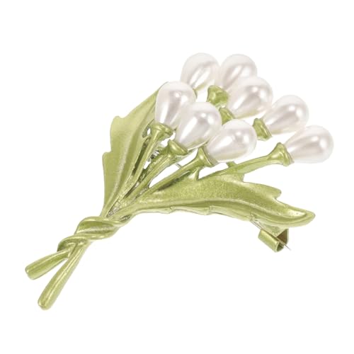 Garneck Blumenbrosche Damen Alloy Brooch Pin mit Perlen Verziert Verarbeitung Schmuck für Kleidung Schal und Hut Glatte Oberfläche Leicht Anzustecken Stilvolle Dekoration für Frauen von Garneck