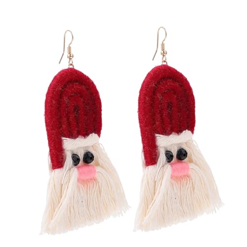 Garneck Bohemia Handgemachte Quasten Ohrringe Rote Lange Ohrhänger Damen Weihnachten Party Schmuck von Garneck