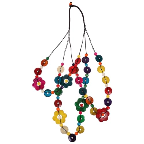 Garneck Bohemian Mehrschichtige Halskette Kokosnuss Schale für Damen Vintage Woven Schmuck Bunte Statement Kette für Partys und Alltag von Garneck
