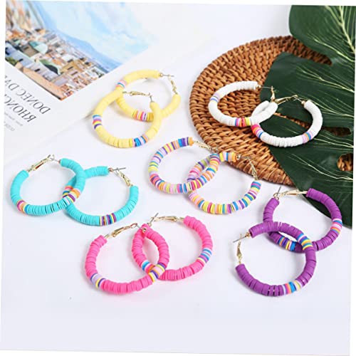 Garneck Bohemian Polymer Clay Ohrringe Damen C Förmige Runde Hängend Bunte Leichte Ohranhänger Sommer Schmuck von Garneck