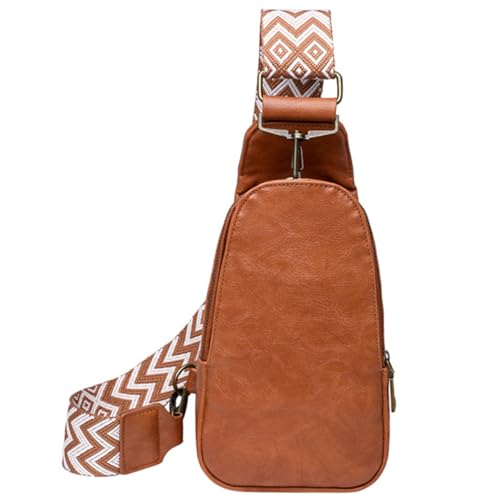 Garneck Bohemian Style Crossbody Bag Damen Brusttasche Elegant mit Reißverschluss Leicht und Strapazierfähig für Reisen Wandern Alltag Modische Hüfttasche zum Freihandtragen Braun von Garneck