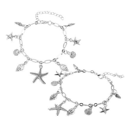 Garneck Boho Fußkettchen Muschel Armband Verstellbare Strand Kette für Damen Teiliges mit Charms für Sommer und Strandmode von Garneck