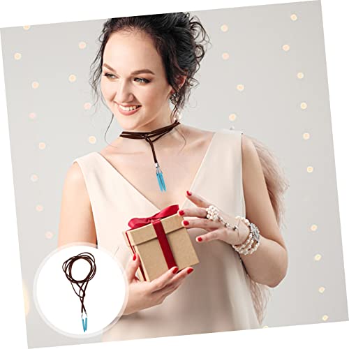 Garneck Boho Halskette Damen Natürliche Grüne Türkis Kette mit Samtband Modisches Halsaccessoire für Strand Alltag und Vielseitiger Schmuck für Festliche Anlässe von Garneck