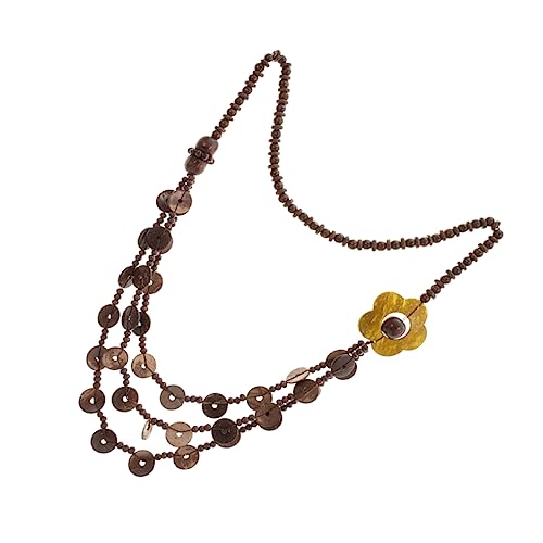 Garneck Boho Holzperlen Halskette Damen Handgefertigte Mehrreihige Kokosnuss Perlenkette Retro Bohemia Stil Leichter Schmuck für Alltag Strand und Party Elegantes von Garneck