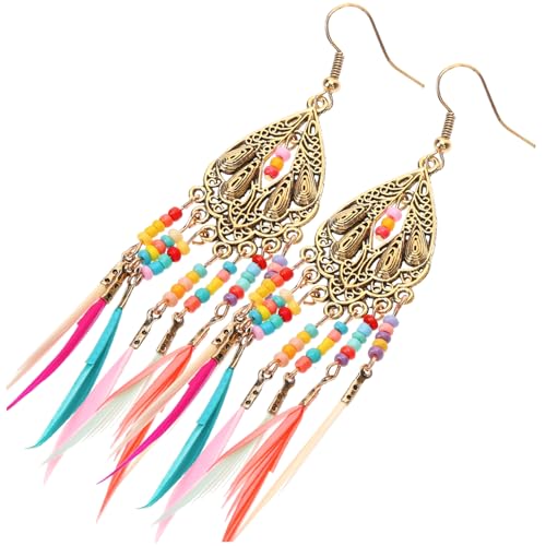 Garneck Boho Ohrringe Damen Lange Tropfen Ohrringe mit Quaste Leichte Hängende Ohrhänger für Frauen und Teenager Ohrschmuck für Alltag Party und Besondere Anlässe von Garneck
