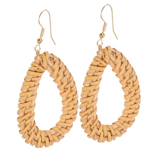 Garneck Boho Rattan Ohrringe Damen Leichtgewichtige Geflochtene Strandohrringe Modische Hängende Geometrische Accessoires Für Alltag Urlaub von Garneck