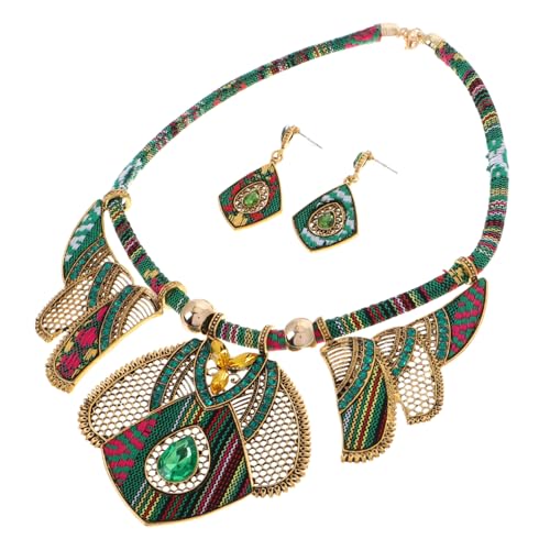 Garneck Boho Statement Schmuckset Damen Halskette und Baumelnde Ohrringe Ethnisch Sommer Schmucksets für Partys und Festliche Anlässe von Garneck