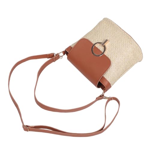 Garneck Boho Strohtasche Damen Crossbody Tasche Sommer Strandtasche Handgefertigt Geflochtene Schultertasche Eimerform Leicht Tragbar Für Alltag Urlaub von Garneck