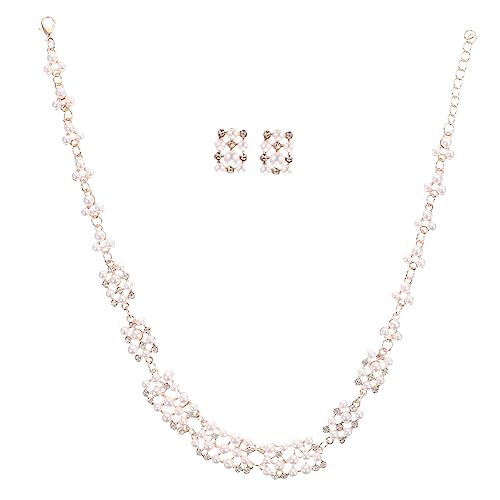 Garneck Brautschmuck Roségold Perlenkette und Ohrringe Hochzeit Schmuck Teilig für Hochzeit Geburtstag Festliche Anlässe und von Garneck