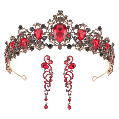 Garneck Brautschmuck Set mit Funkelndem Strass Haarschmuck und Ohrringen Leichter Hochzeit Diadem Schmuck für Braut Jga Polterabend Barock Party Accessoires von Garneck