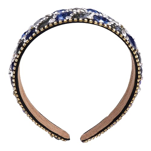 Garneck Breiter Haarreif mit Blauen Strasssteinen Haarschmuck Accessoire für Damen und Mädchen Modisches Stirnband für Alltag und Besondere Anlässe Leicht und Dekorativ von Garneck