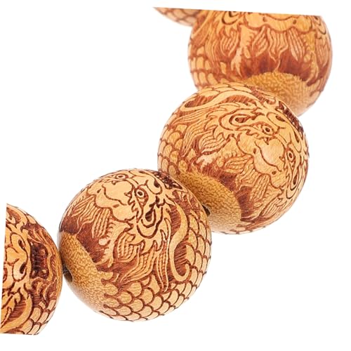 Garneck Buddhistisches Holzperlen armband Sandelholz Geschnitzt Unisex Armband mit Drachenmuster Leichtes Schmuckaccessoire für Alltag und Geschenk Geeignet von Garneck