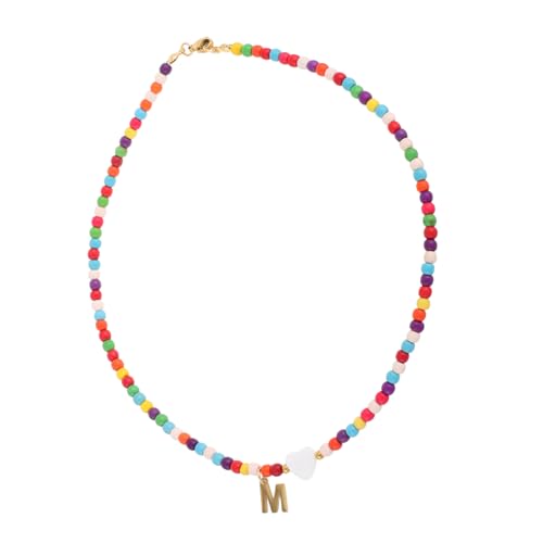 Garneck Bunte Buchstaben Halskette für Damen Zierliche Clavicle Kette mit Türkisperlen für Partys Dates und Alltag Romantisches Design und Ausstrahlung von Garneck
