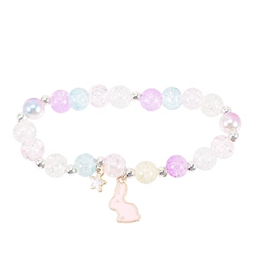 Garneck Bunte Perlen Armband mit funkelnden Steinen und Hasenanhänger Schmuckstück für Mädchen Teens Freundschaftsarmband für Alltag und Geschenk Langlebig und Modisch von Garneck