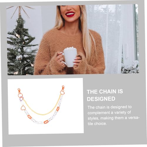 Garneck Bunte Punk Hosenkette aus Acryl und Doppellagige Jeans Kette mit Herzanhänger Robuste Hosenkette für Damen und Herren Modisches Accessoire für Jeans und Röcke Stylischer Look von Garneck