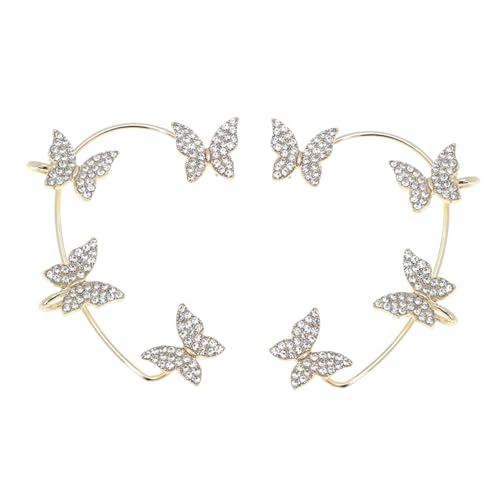 Garneck Butterflies Ear Clip Zirkonia No Piercing Ohrclips für Damen und Mädchen Ohrmanschetten Langlebig Glänzend Eleganter Schmuck für Alltag Hochzeit von Garneck